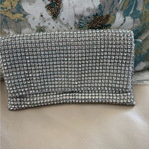 INC International Concepts Silver Rhinestone Clutch